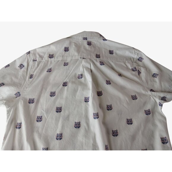 Sovereign Code White Short Sleeve Tiger Print Button Up Shirt Size XL Pink Blue - Picture 11 of 11